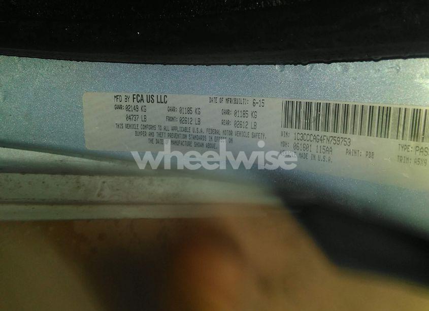 Photo 9 of 2015 Chrysler 200 LIMITED (VIN 1C3CCCAG4FN759753)