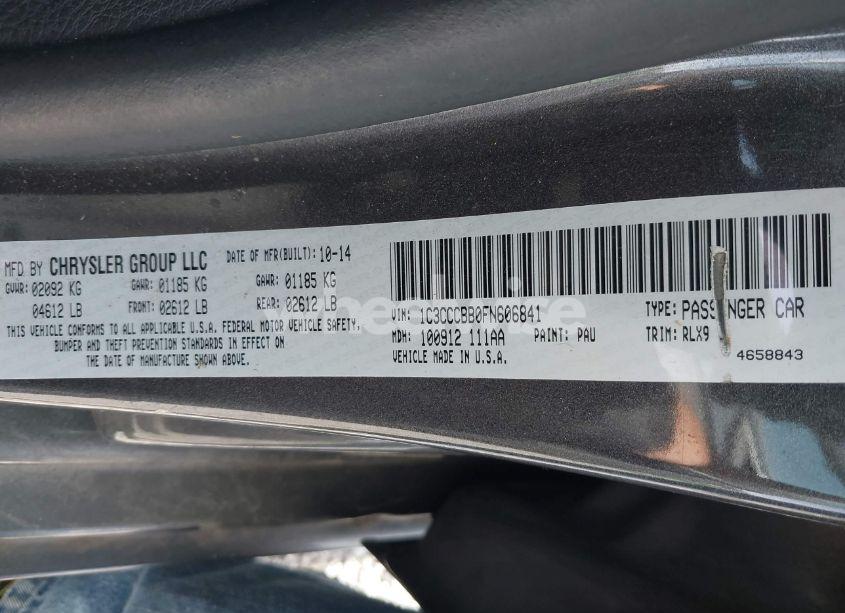 Photo 9 of 2015 Chrysler 200 S (VIN 1C3CCCBB0FN606841)