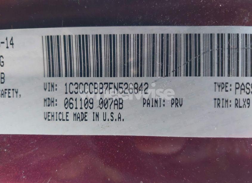 Photo 9 of 2015 Chrysler 200 S (VIN 1C3CCCBB7FN526842)