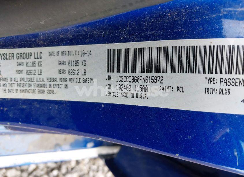 Photo 9 of 2015 Chrysler 200 S (VIN 1C3CCCBG0FN615972)