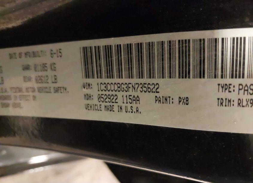 Photo 9 of 2015 Chrysler 200 S (VIN 1C3CCCBG3FN735622)