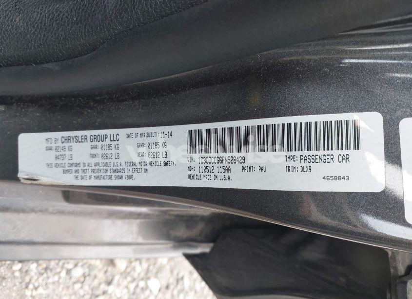 Photo 9 of 2015 Chrysler 200 C (VIN 1C3CCCCG6FN528429)