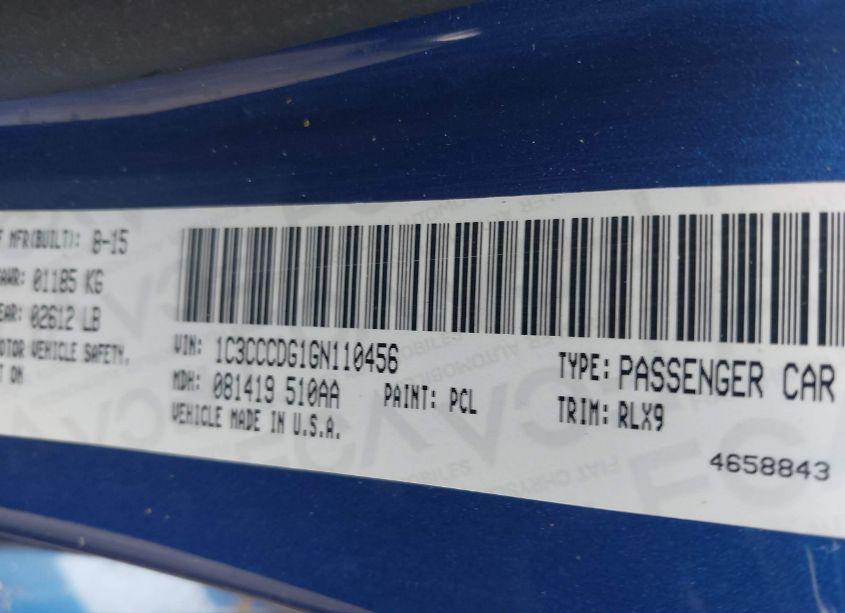 Photo 9 of 2016 Chrysler 200 S (VIN 1C3CCCDG1GN110456)