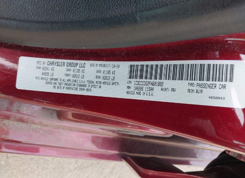 Photo 9 of 2015 Chrysler 200 S (VIN 1C3CCCDG2FN601892)