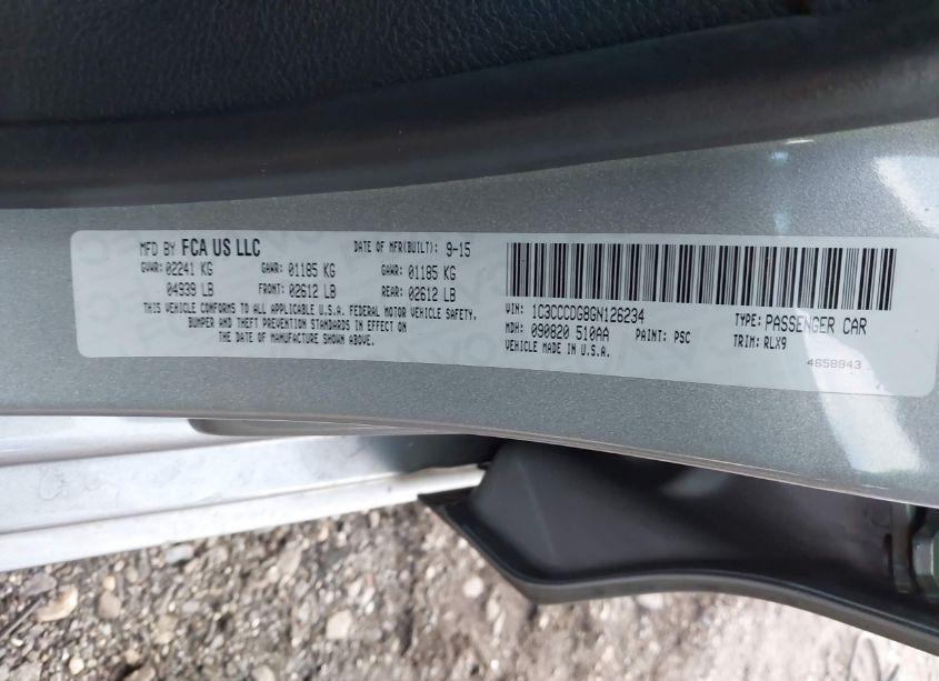 Photo 9 of 2016 Chrysler 200 S (VIN 1C3CCCDG8GN126234)