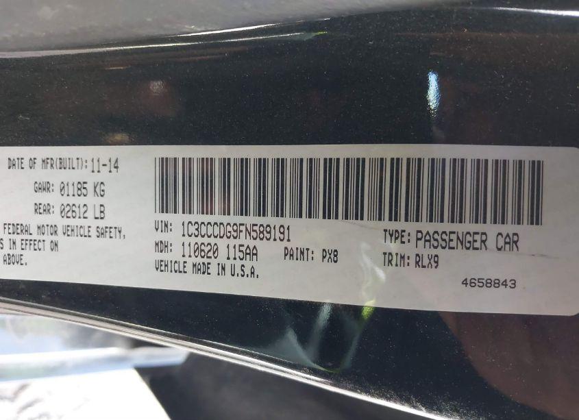 Photo 9 of 2015 Chrysler 200 S (VIN 1C3CCCDG9FN589191)