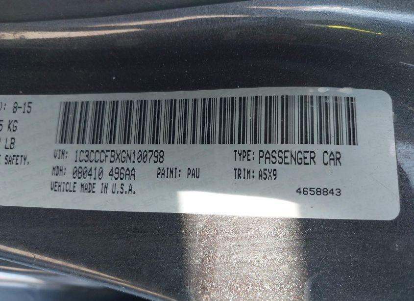 Photo 9 of 2016 Chrysler 200 LX (VIN 1C3CCCFBXGN100798)