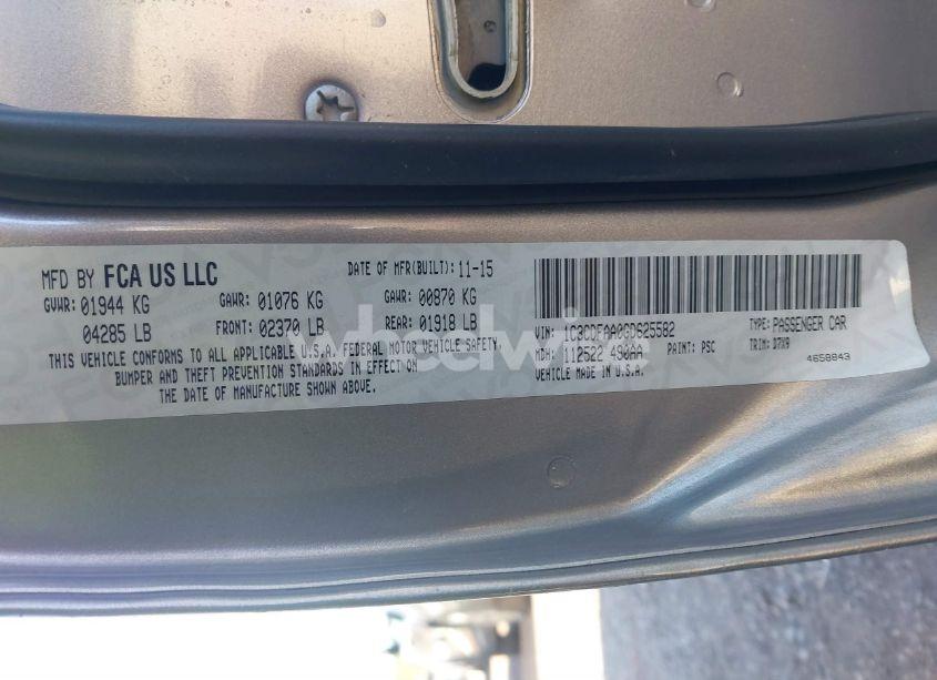 Photo 9 of 2016 Dodge Dart SE (VIN 1C3CDFAA0GD625582)