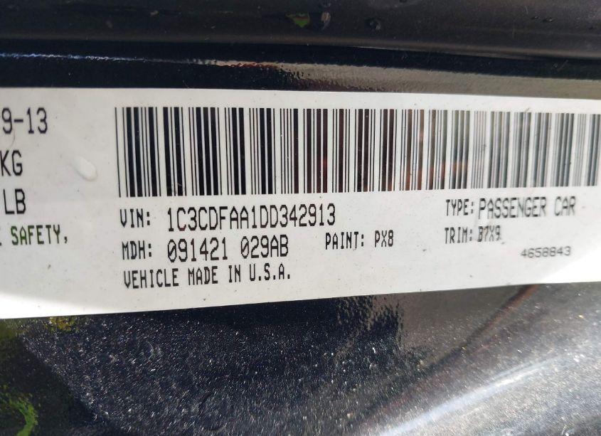 Photo 9 of 2013 Dodge Dart SE (VIN 1C3CDFAA1DD342913)