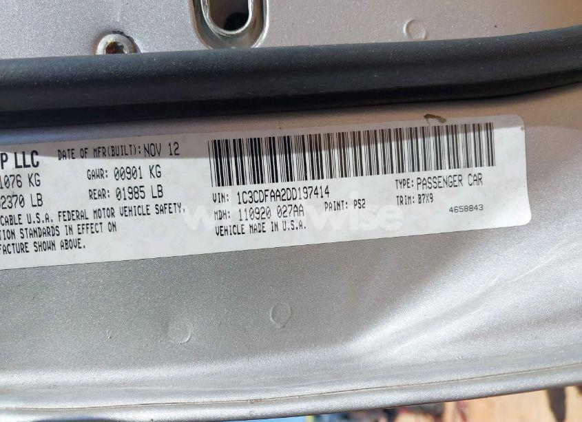 Photo 9 of 2013 Dodge Dart SE (VIN 1C3CDFAA2DD197414)