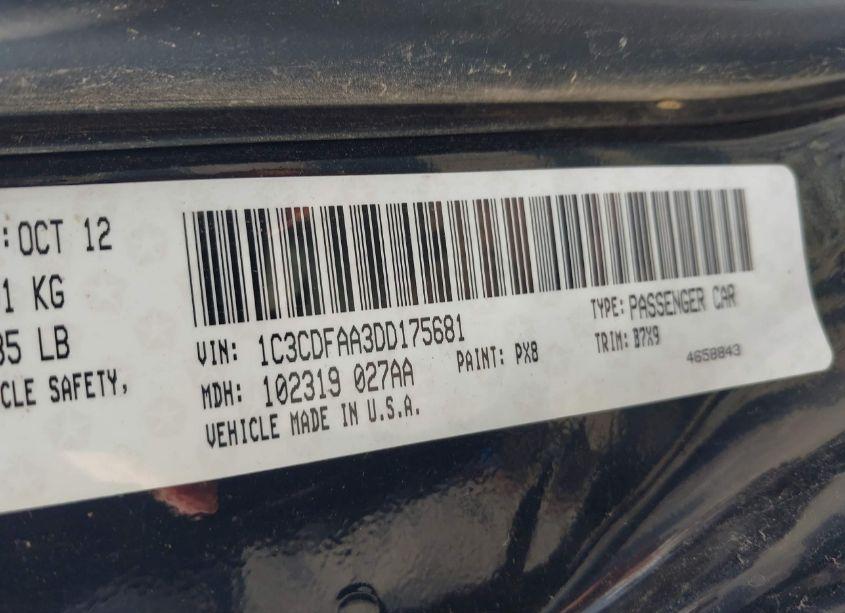 Photo 9 of 2013 Dodge Dart SE (VIN 1C3CDFAA3DD175681)