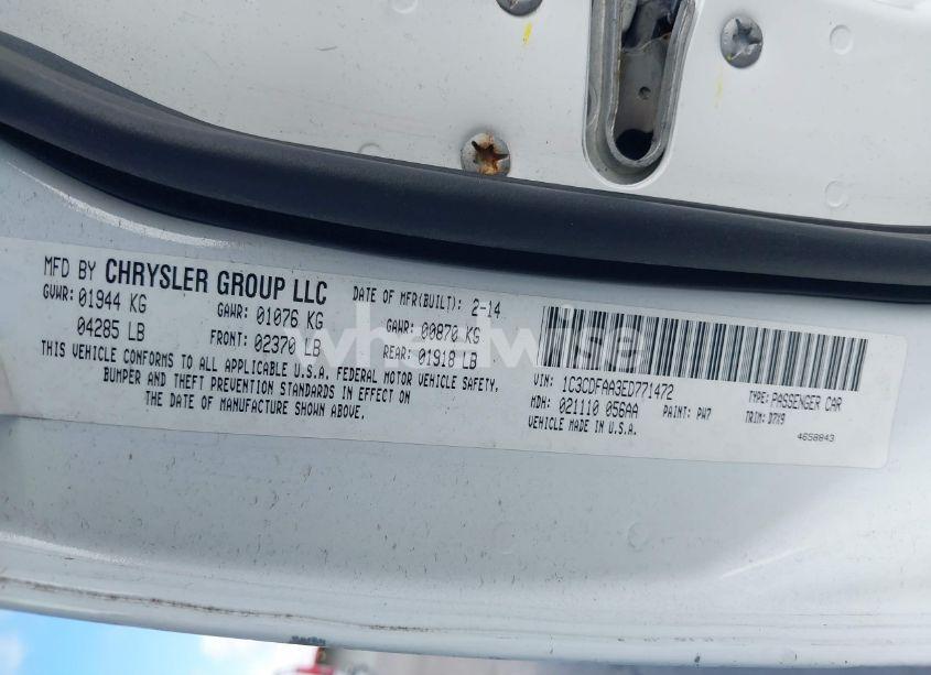 Photo 9 of 2014 Dodge Dart SE (VIN 1C3CDFAA3ED771472)