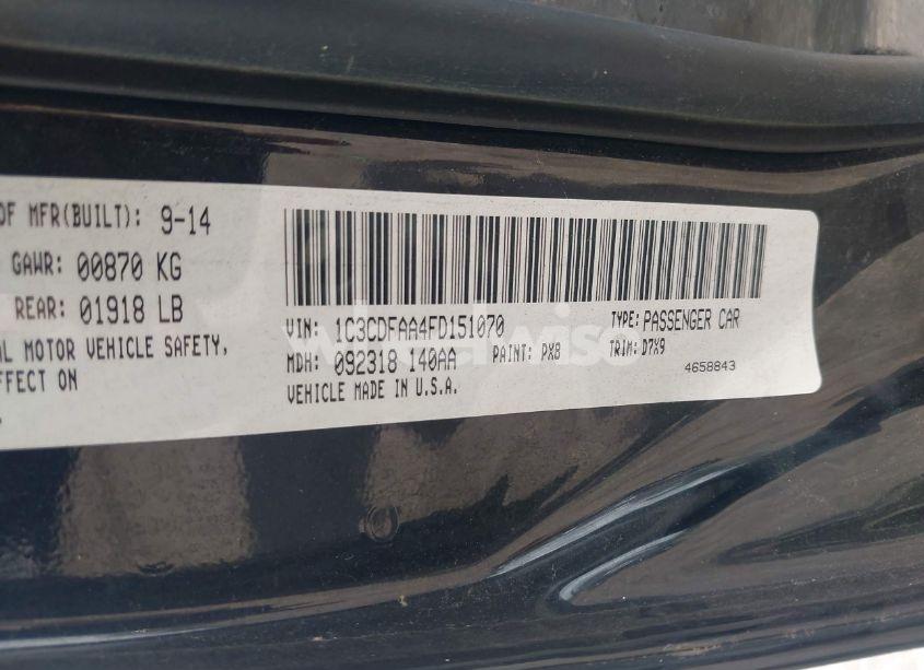 Photo 9 of 2015 Dodge Dart SE (VIN 1C3CDFAA4FD151070)