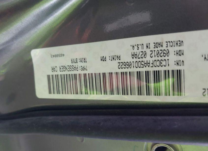 Photo 9 of 2013 Dodge Dart SE (VIN 1C3CDFAA5DD106622)