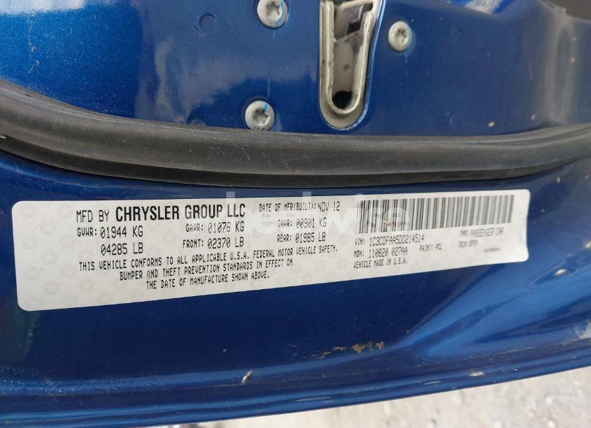 Photo 9 of 2013 Dodge Dart SE (VIN 1C3CDFAA5DD214514)