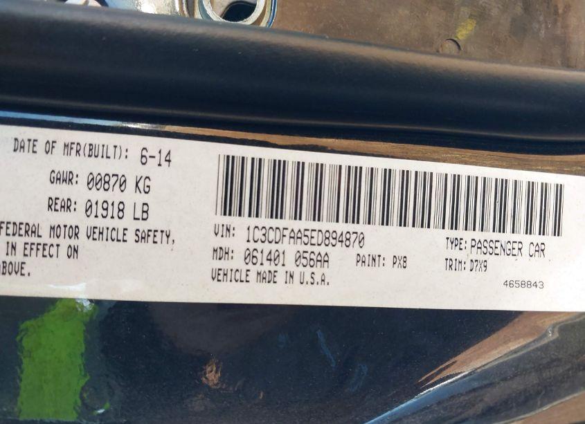 Photo 9 of 2014 Dodge Dart SE (VIN 1C3CDFAA5ED894870)