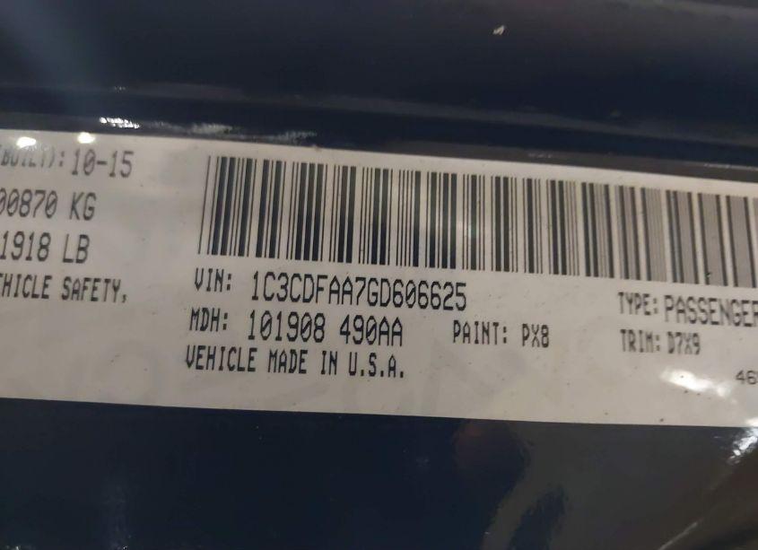 Photo 9 of 2016 Dodge Dart SE (VIN 1C3CDFAA7GD606625)