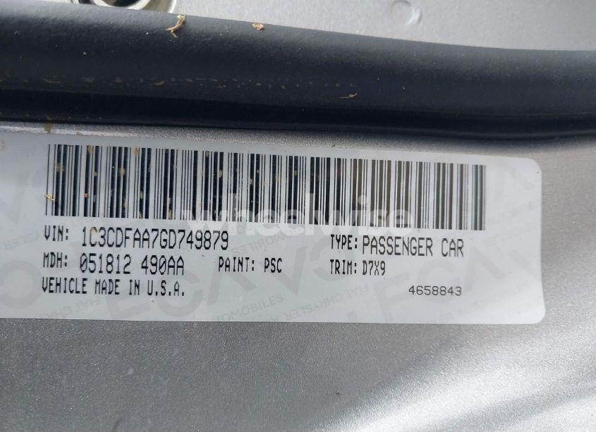 Photo 9 of 2016 Dodge Dart SE (VIN 1C3CDFAA7GD749879)