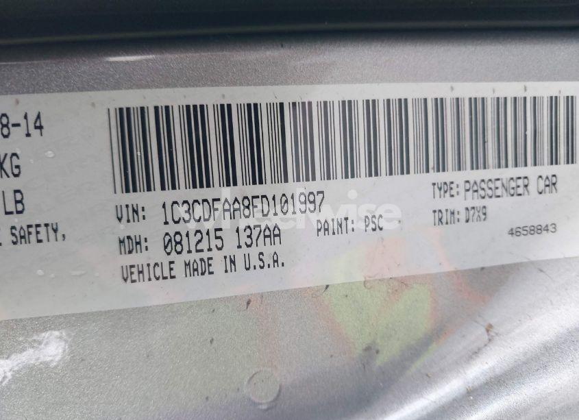 Photo 9 of 2015 Dodge Dart SE (VIN 1C3CDFAA8FD101997)