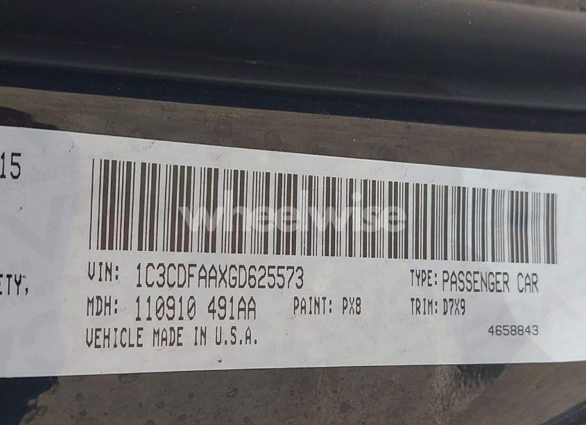 Photo 9 of 2016 Dodge Dart SE (VIN 1C3CDFAAXGD625573)