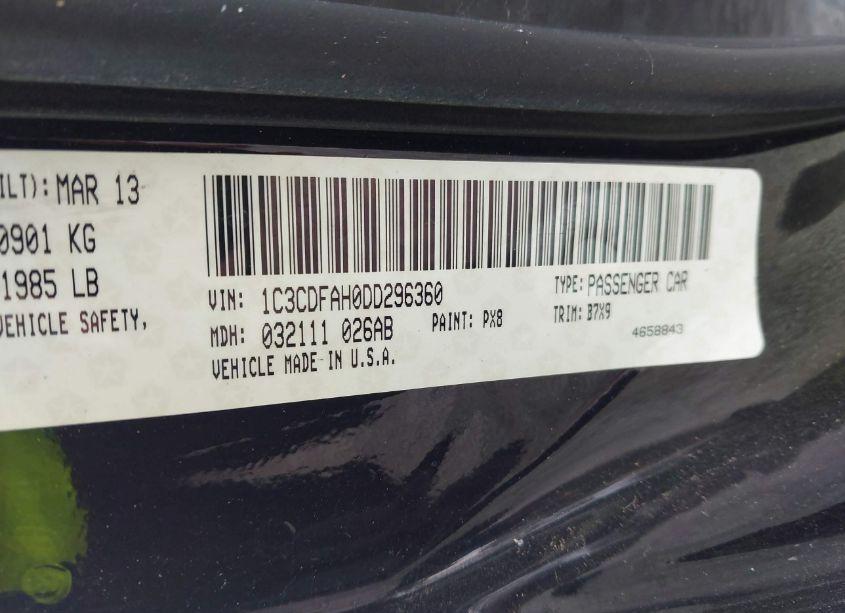 Photo 9 of 2013 Dodge Dart AERO (VIN 1C3CDFAH0DD296360)