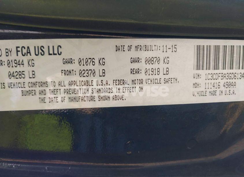 Photo 9 of 2016 Dodge Dart SXT (VIN 1C3CDFBA3GD613408)