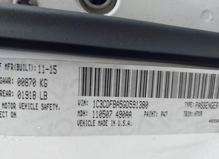 Photo 9 of 2016 Dodge Dart SXT (VIN 1C3CDFBA5GD591380)