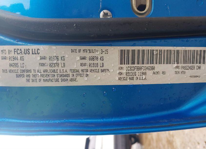 Photo 9 of 2015 Dodge Dart SXT (VIN 1C3CDFBB0FD346980)