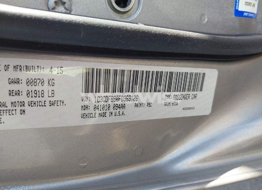 Photo 9 of 2015 Dodge Dart SXT (VIN 1C3CDFBB0FD369126)