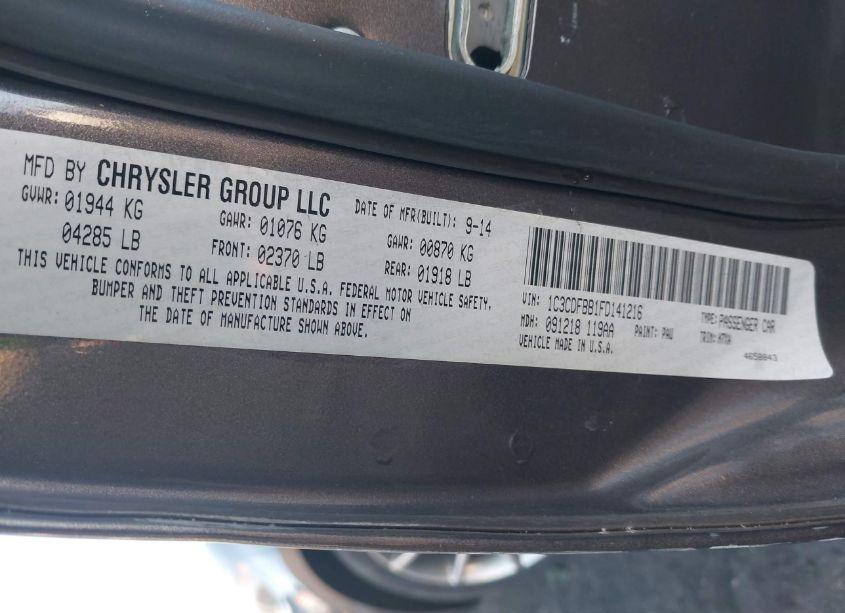Photo 9 of 2015 Dodge Dart SXT (VIN 1C3CDFBB1FD141216)