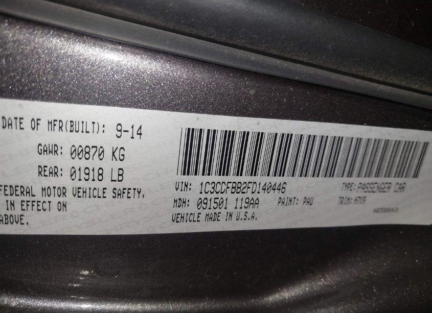 Photo 9 of 2015 Dodge Dart SXT (VIN 1C3CDFBB2FD140446)