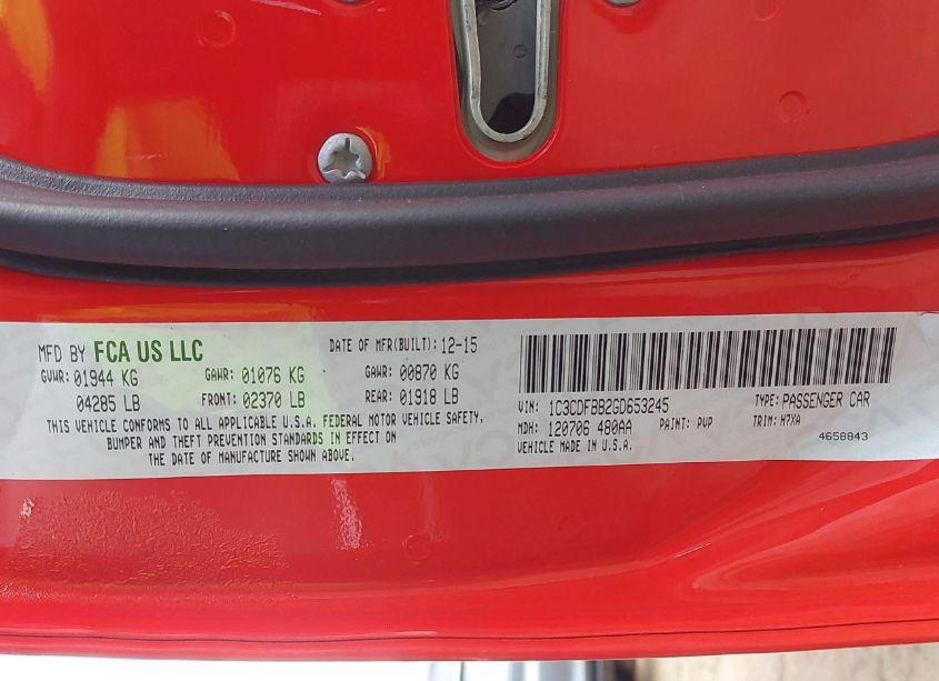 Photo 9 of 2016 Dodge Dart SXT (VIN 1C3CDFBB2GD653245)