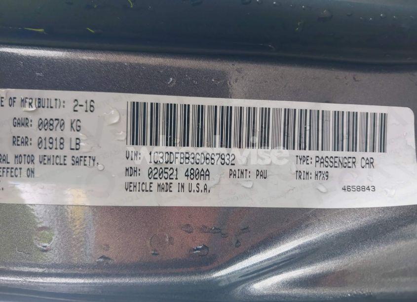 Photo 9 of 2016 Dodge Dart SXT (VIN 1C3CDFBB3GD667932)