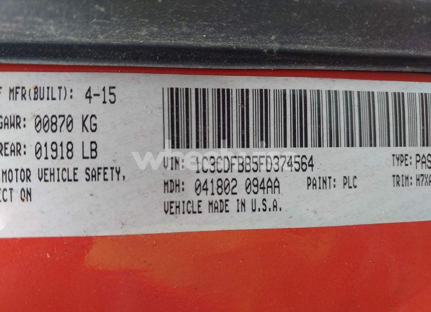 Photo 9 of 2015 Dodge Dart SXT (VIN 1C3CDFBB5FD374564)