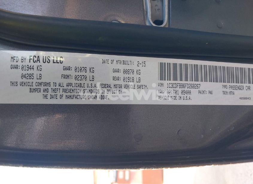 Photo 9 of 2015 Dodge Dart SXT (VIN 1C3CDFBB6FD268267)