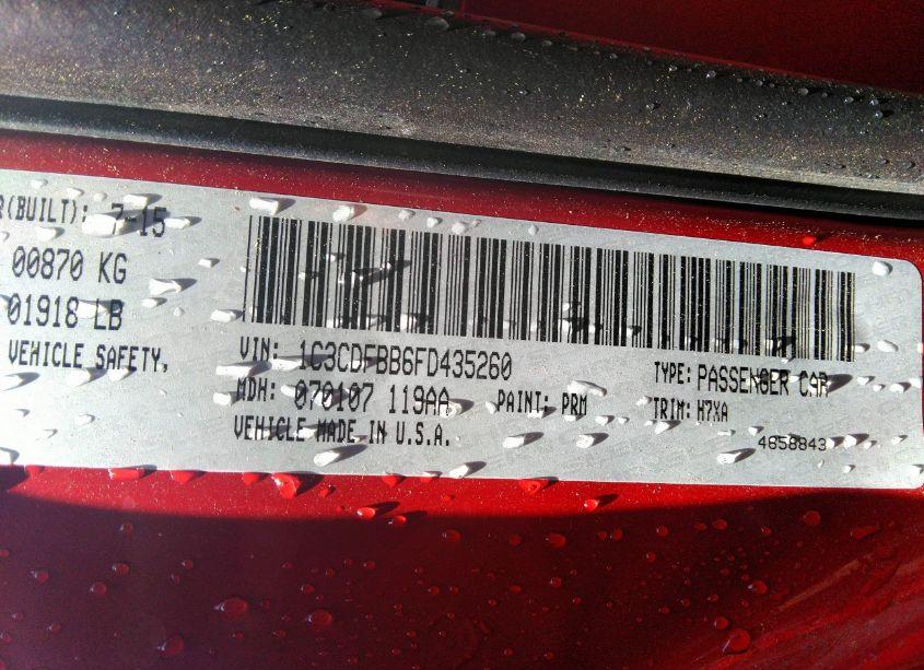 Photo 9 of 2015 Dodge Dart SXT (VIN 1C3CDFBB6FD435260)