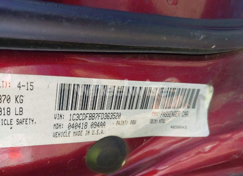 Photo 9 of 2015 Dodge Dart SXT (VIN 1C3CDFBB7FD363520)