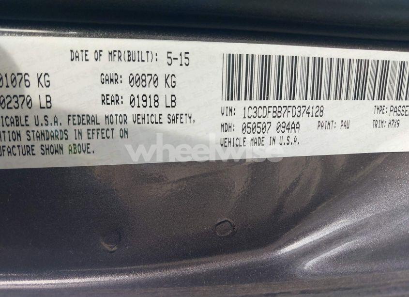 Photo 9 of 2015 Dodge Dart SXT (VIN 1C3CDFBB7FD374128)