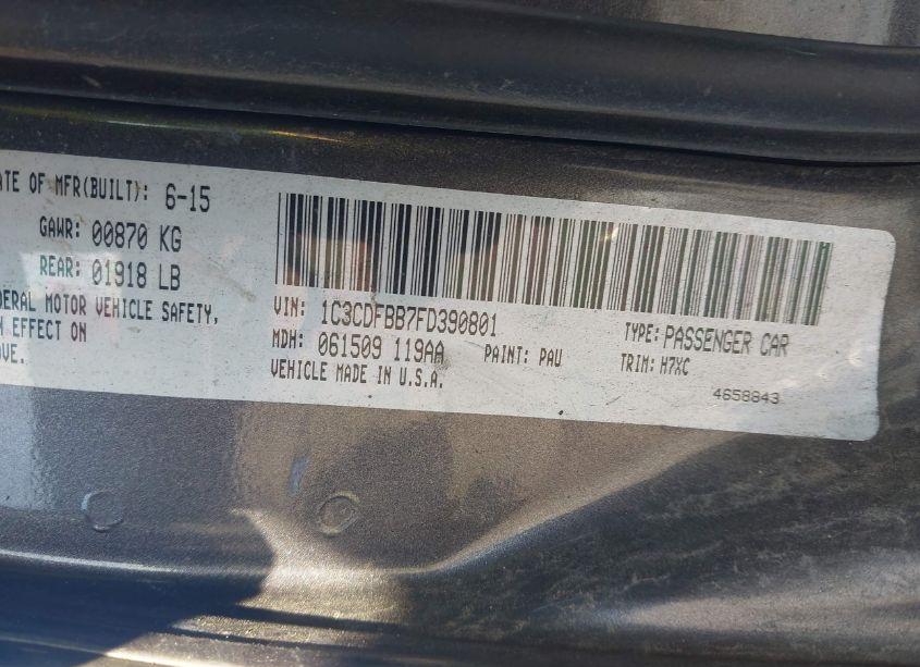 Photo 9 of 2015 Dodge Dart SXT (VIN 1C3CDFBB7FD390801)