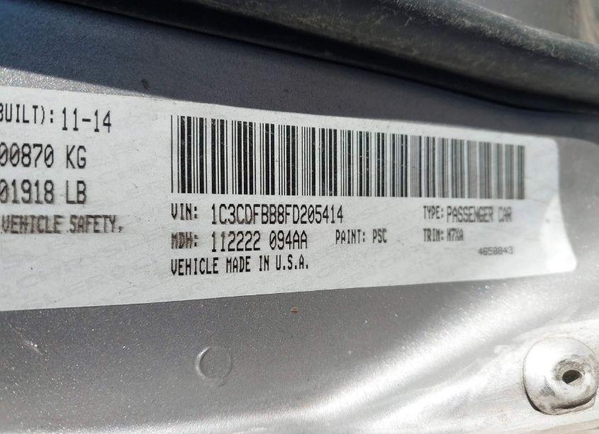 Photo 9 of 2015 Dodge Dart SXT (VIN 1C3CDFBB8FD205414)