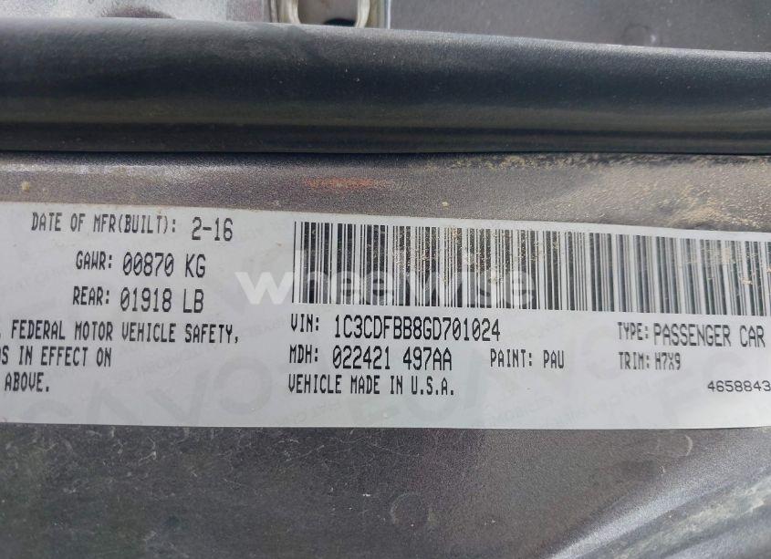 Photo 9 of 2016 Dodge Dart SXT (VIN 1C3CDFBB8GD701024)