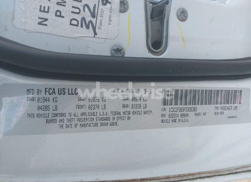 Photo 9 of 2015 Dodge Dart SXT (VIN 1C3CDFBB9FD336383)