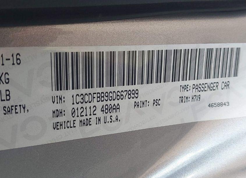 Photo 9 of 2016 Dodge Dart SXT (VIN 1C3CDFBB9GD667899)