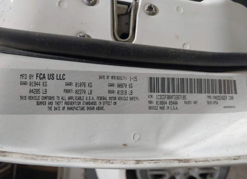 Photo 9 of 2015 Dodge Dart SXT (VIN 1C3CDFBBXFD267185)