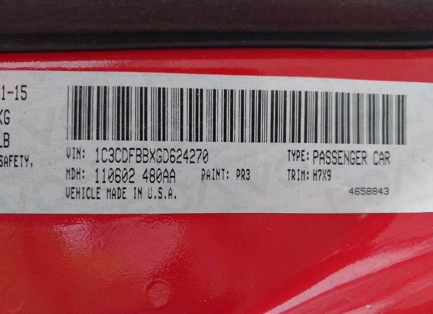 Photo 9 of 2016 Dodge Dart SXT (VIN 1C3CDFBBXGD624270)