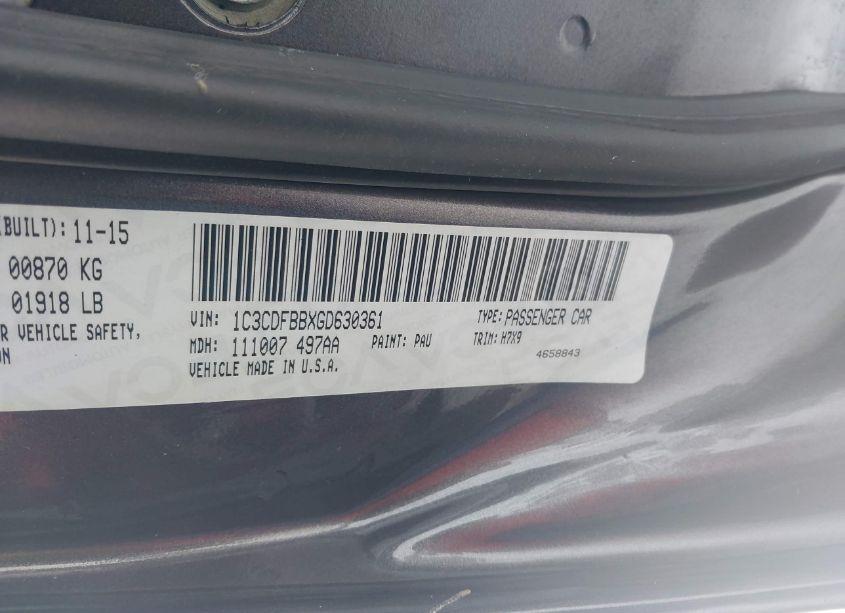 Photo 9 of 2016 Dodge Dart SXT (VIN 1C3CDFBBXGD630361)