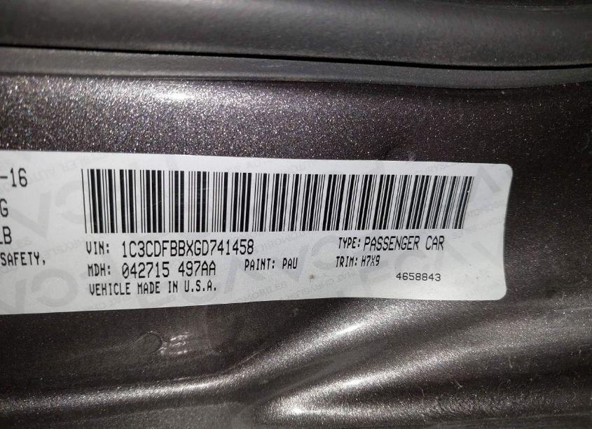 Photo 9 of 2016 Dodge Dart SXT (VIN 1C3CDFBBXGD741458)