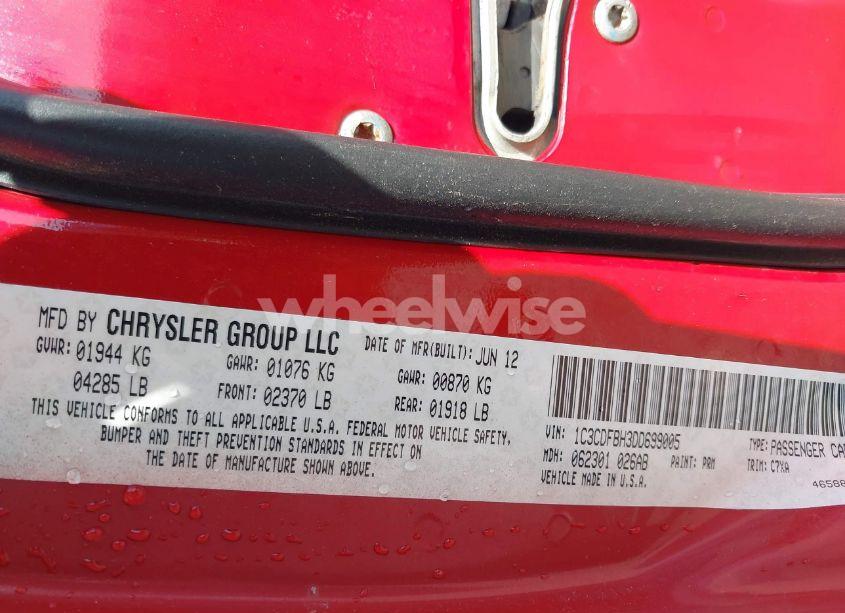 Photo 9 of 2013 Dodge Dart RALLYE (VIN 1C3CDFBH3DD699005)