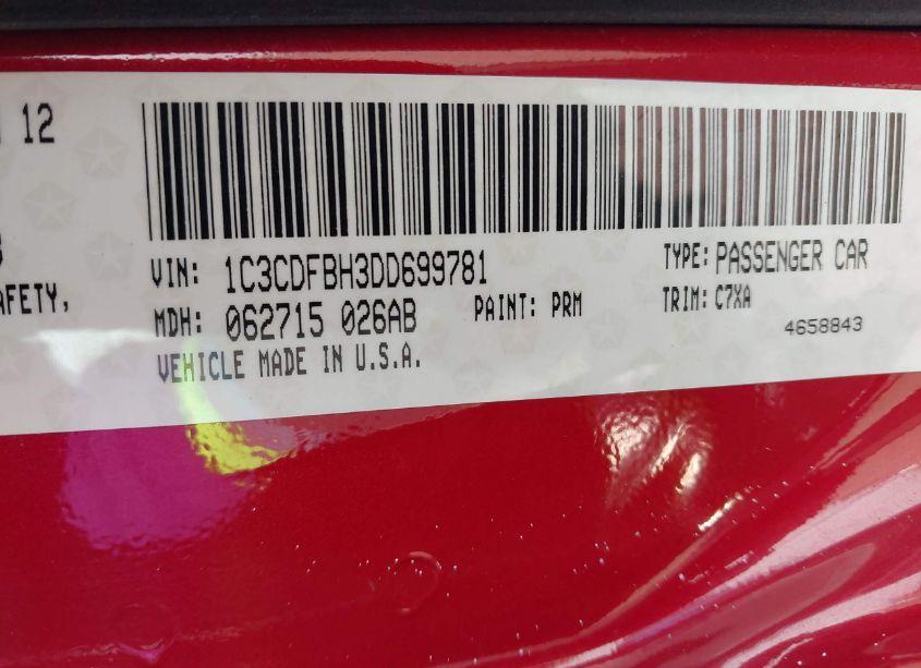 Photo 9 of 2013 Dodge Dart RALLYE (VIN 1C3CDFBH3DD699781)