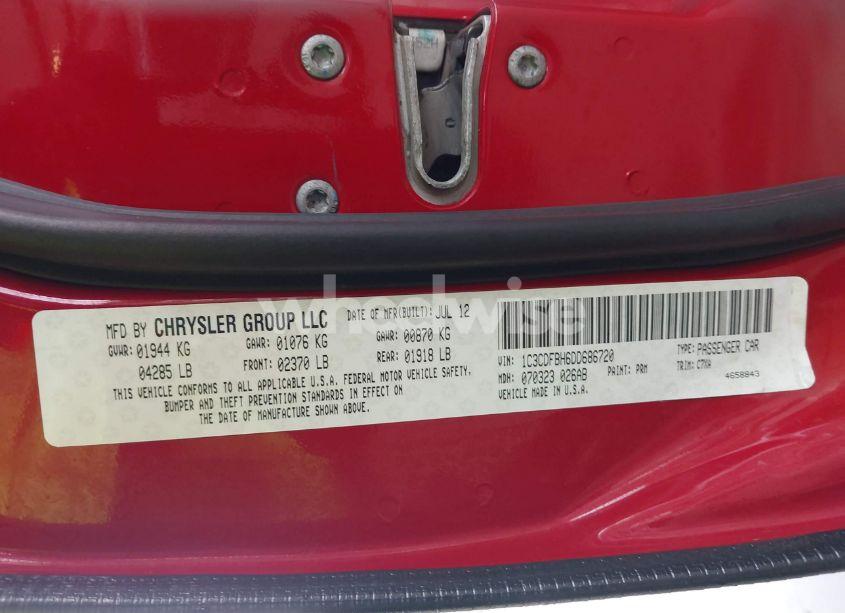 Photo 9 of 2013 Dodge Dart RALLYE (VIN 1C3CDFBH6DD686720)